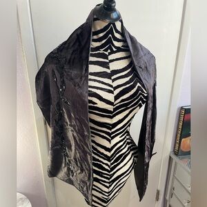 Kenneth Cole Black Embellished Purple Velvet Shawl